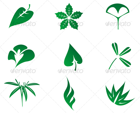 Set of leaves icons - Decorative Vectors