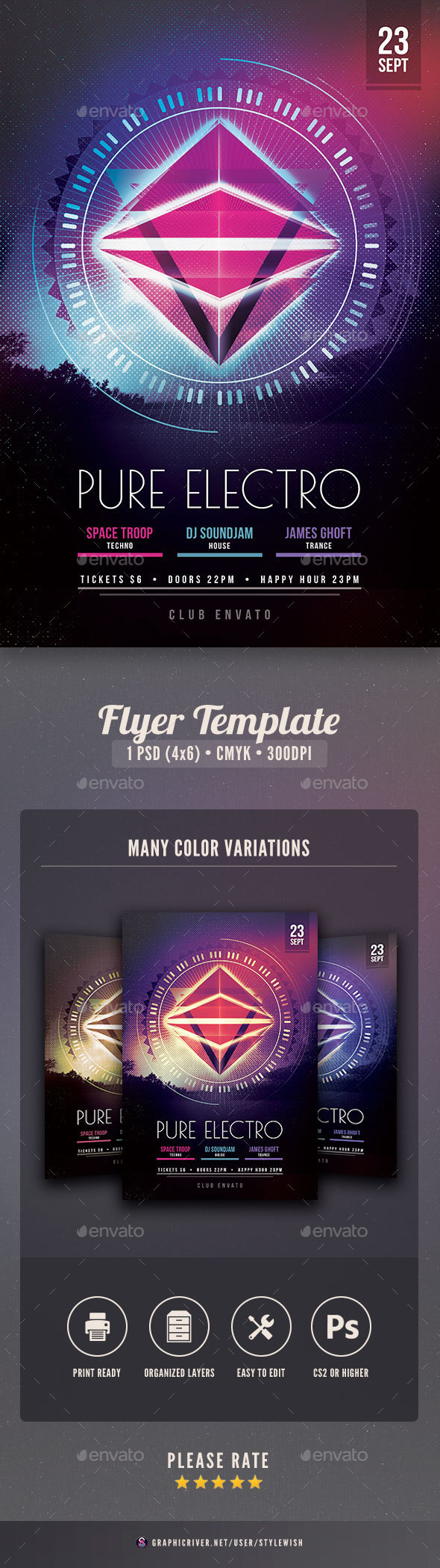 Pure Electro Flyer - Clubs & Parties Events