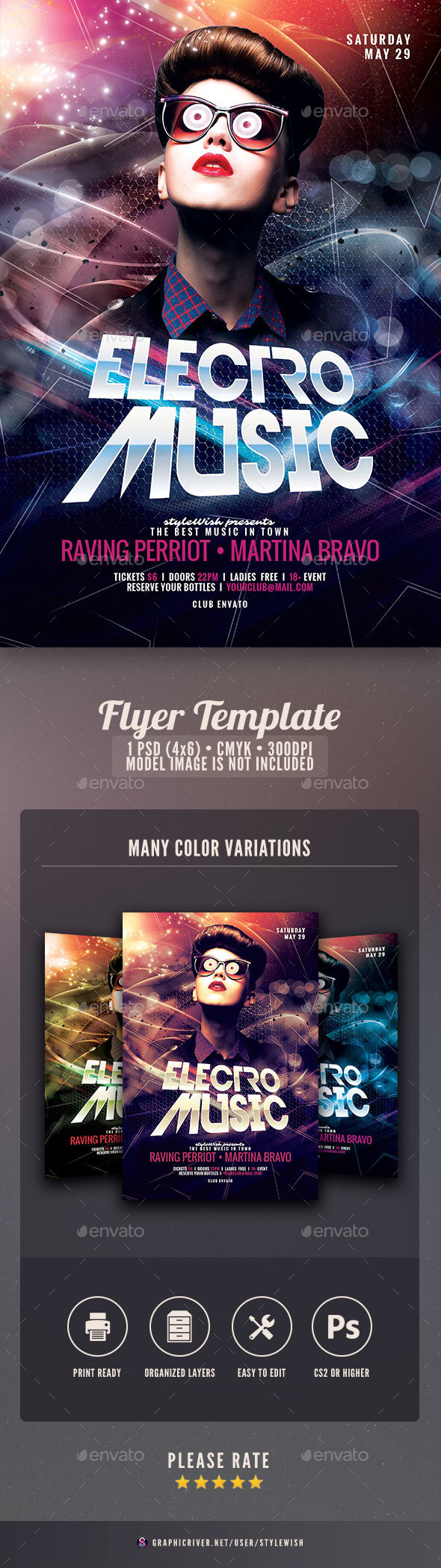 Electro Music Flyer - Clubs & Parties Events