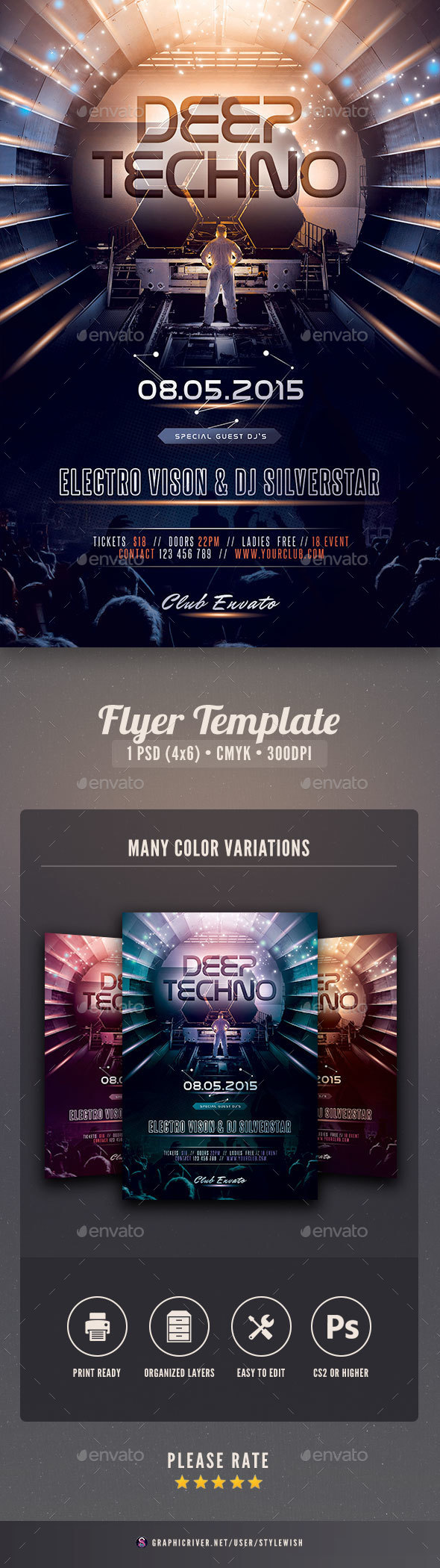 Deep Techno Flyer - Clubs & Parties Events