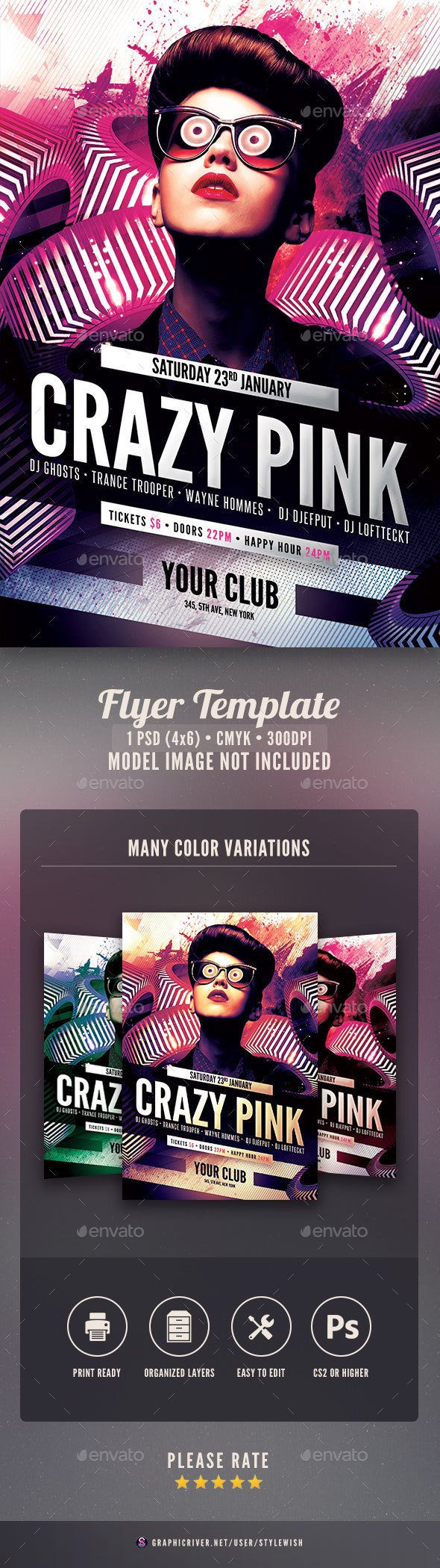 Crazy Pink Flyer - Clubs & Parties Events