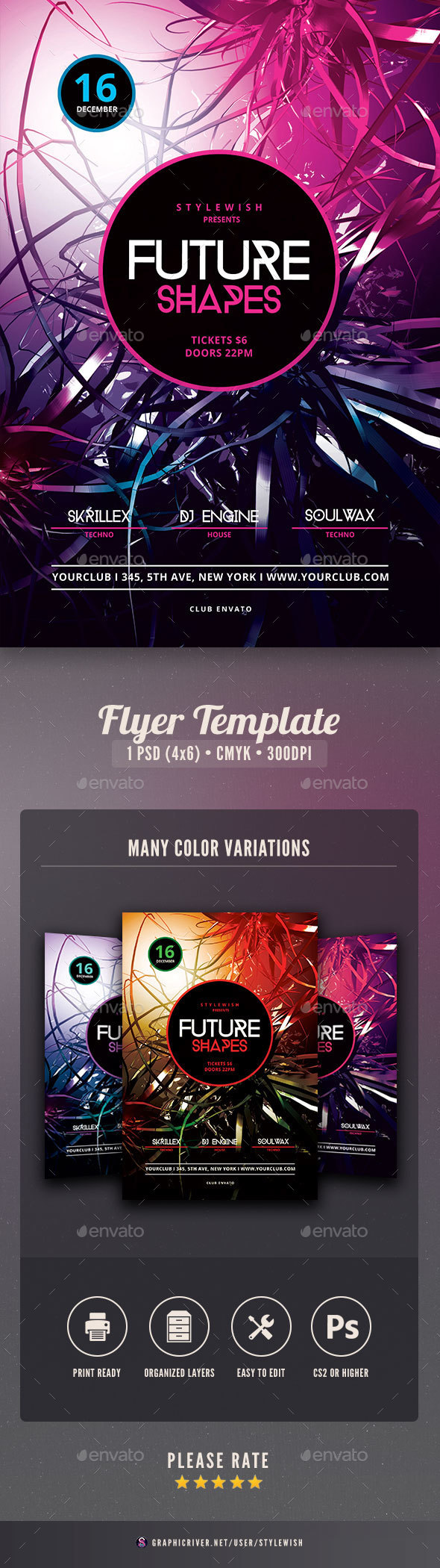 Future Shapes Flyer - Clubs & Parties Events