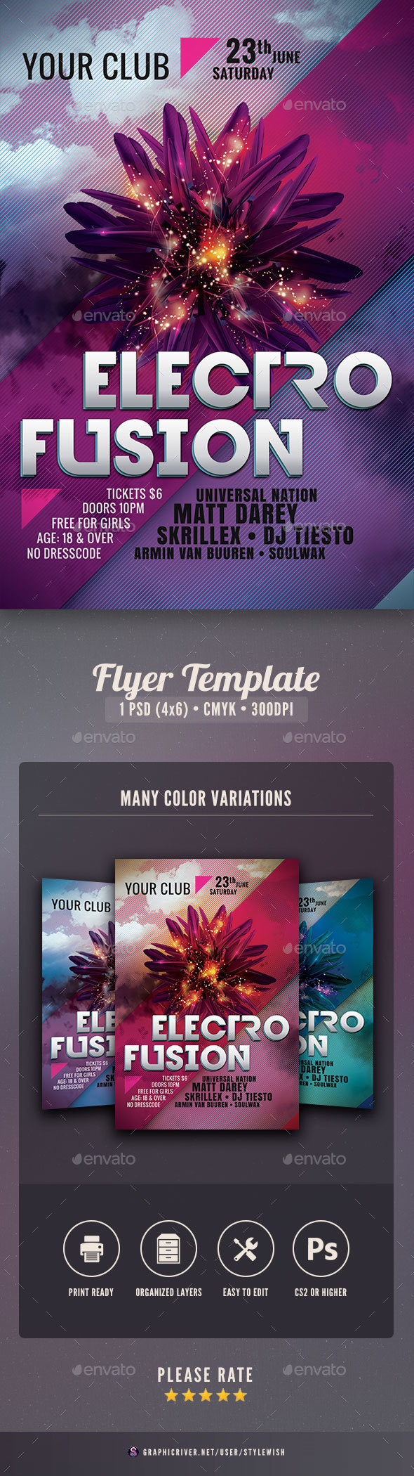 Electro Fusion Flyer - Clubs & Parties Events