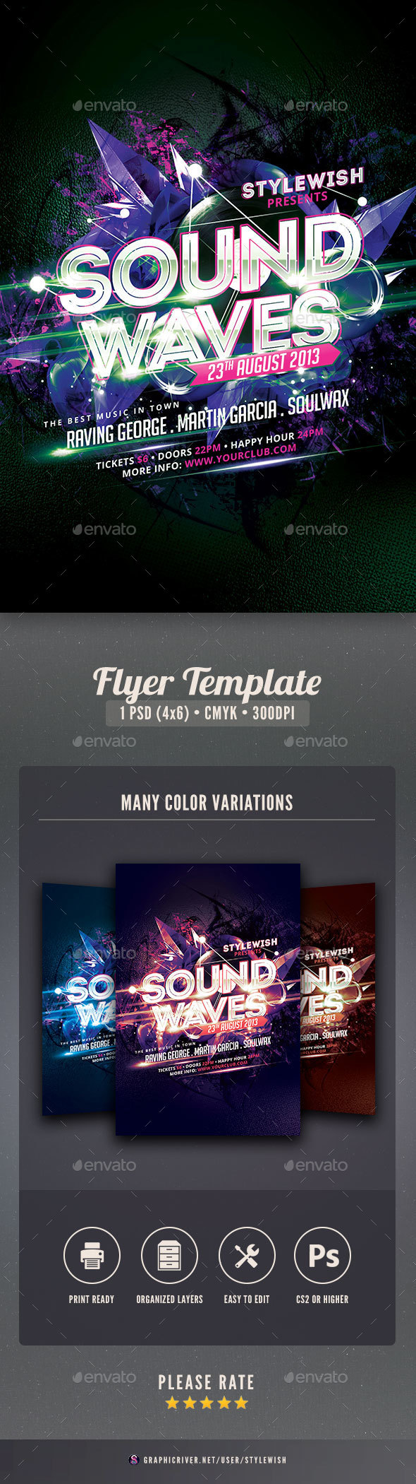 Sound Waves Flyer - Clubs & Parties Events