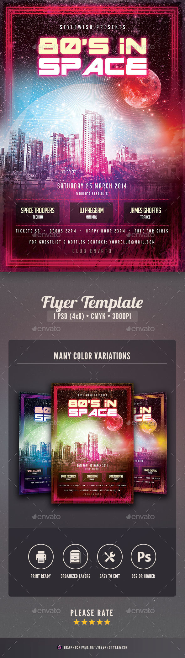80s In Space Flyer - Clubs & Parties Events