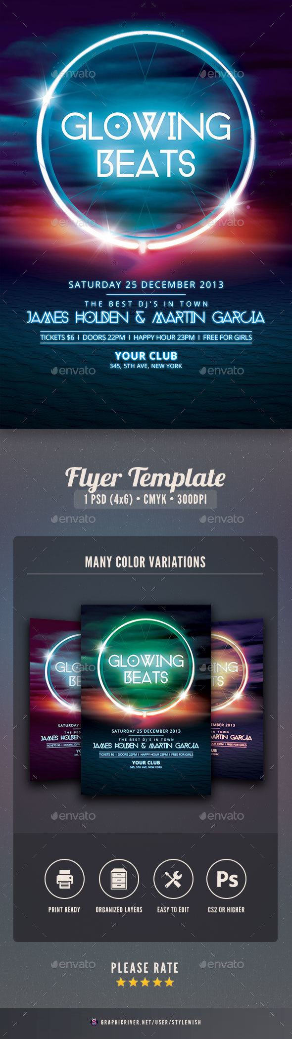 Glowing Beats Flyer - Clubs & Parties Events