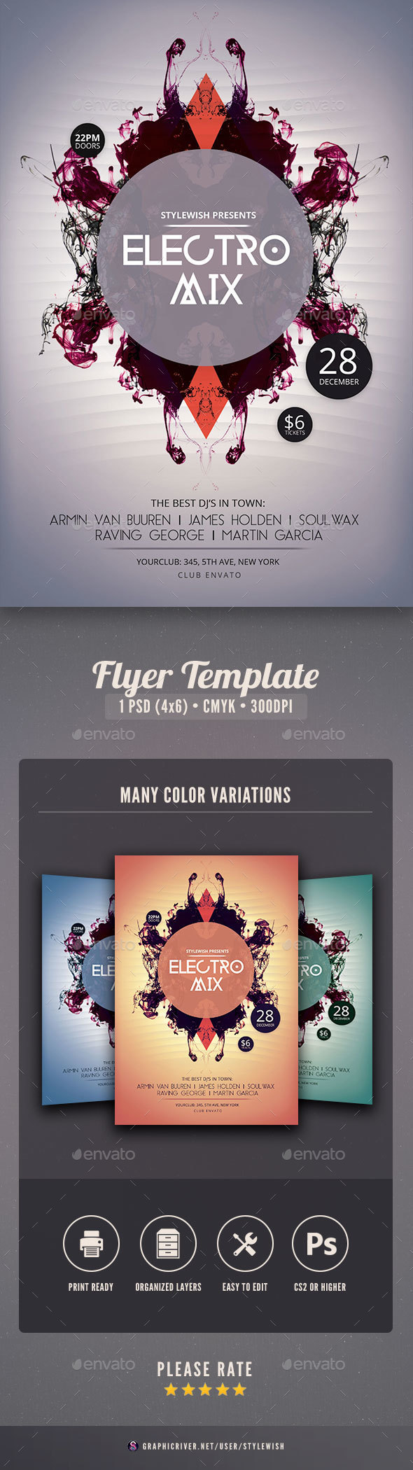 Electro Mix Flyer - Clubs & Parties Events