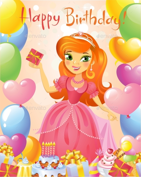 Happy Birthday, Princess, Greeting Card. - Birthdays Seasons/Holidays
