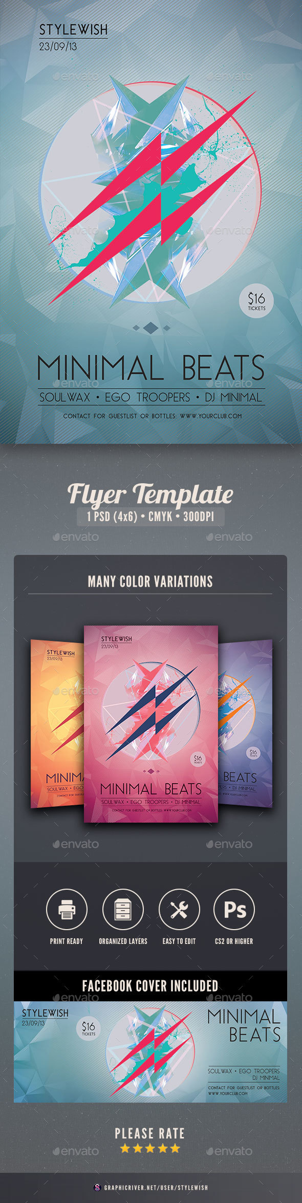 Minimal Beats Flyer + Facebook Timeline - Clubs & Parties Events