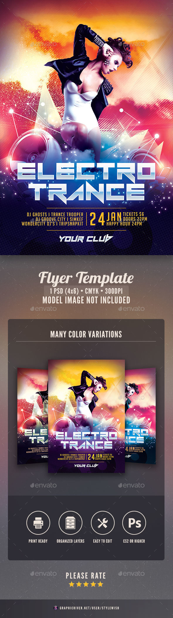 Electro Trance Flyer - Clubs & Parties Events