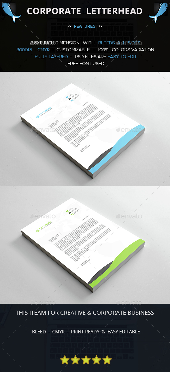 Corporate Letterhead - Stationery Print Templates