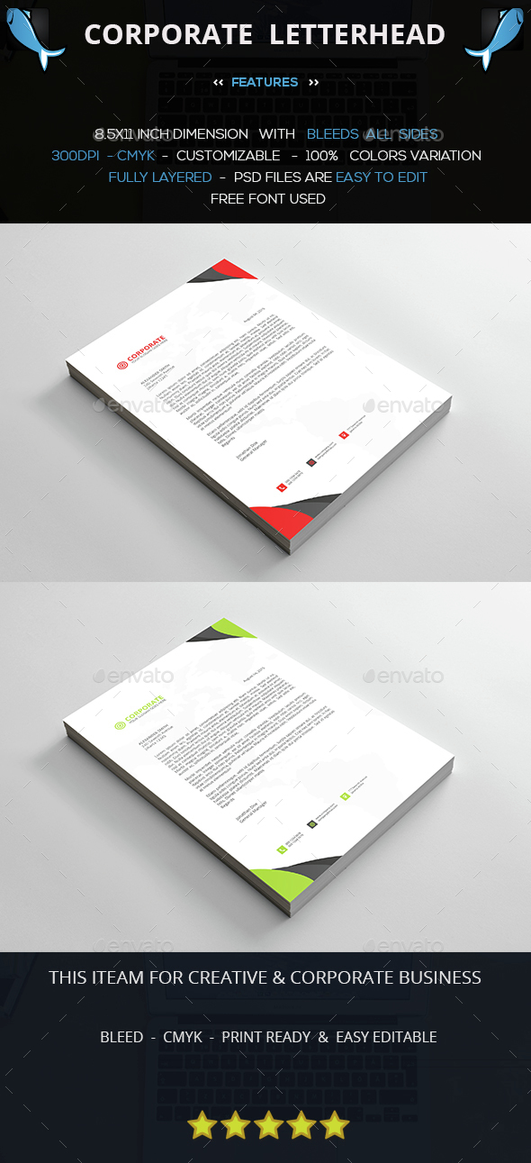 Simple Corporate Letterhead - Stationery Print Templates
