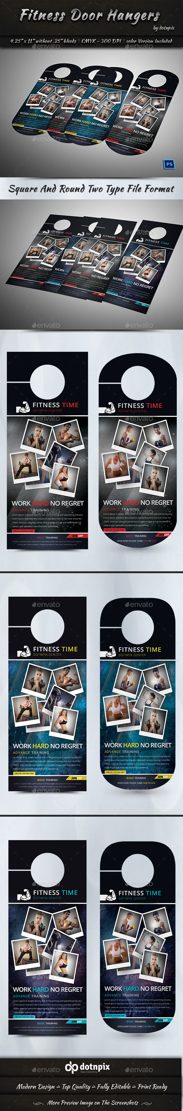 Fitness Door Hangers - Miscellaneous Print Templates