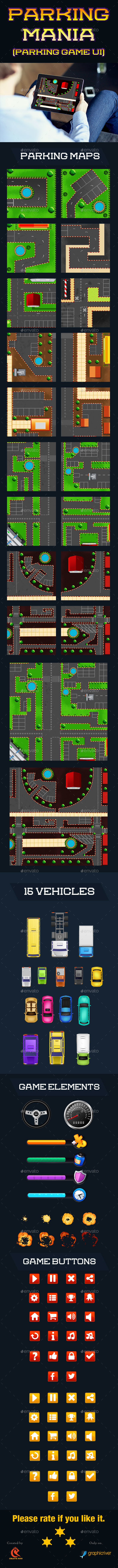 Parking Mania car game - User Interfaces Game Assets