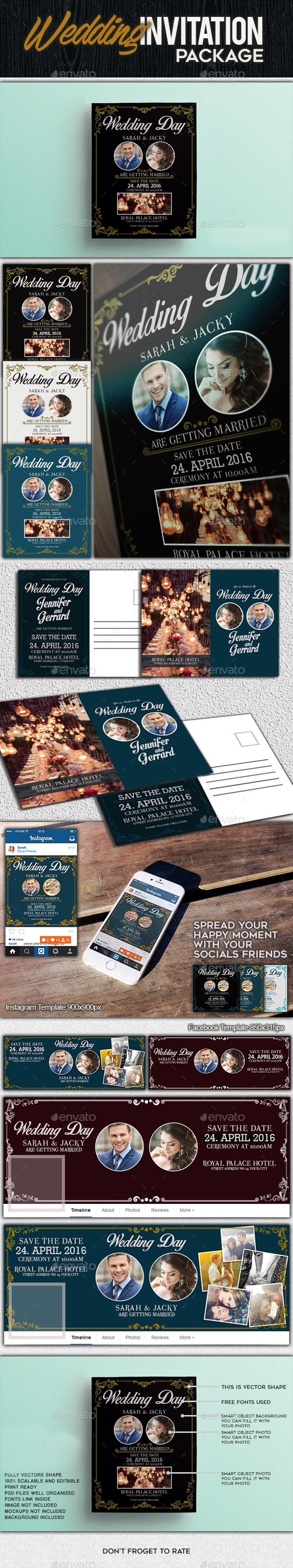 Wedding Package - Cards & Invites Print Templates