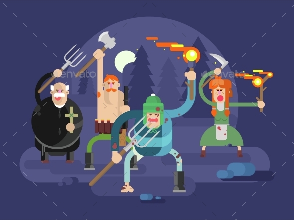 People with Torches and Pitchforks - People Characters