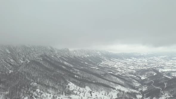 Winter scenery with mountain Veliki Krs 4K aerial footage