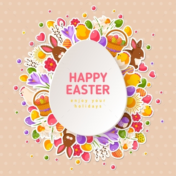 Easter Greeting Cards with Paper Cut Easter Egg - Miscellaneous Seasons/Holidays