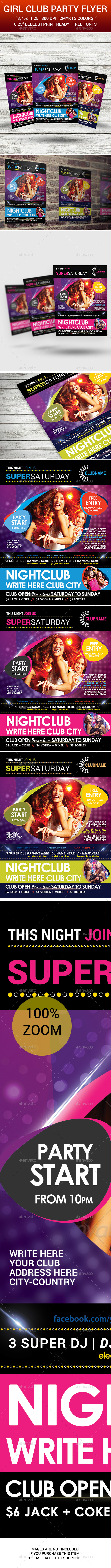 Girls Club Party Flyer v03 - Clubs & Parties Events