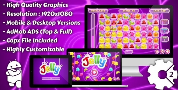 Jelly Match-3 - Jeu HTML5, Version mobile + AdMob !!!  (Construire 3 | Construire 2 | Capx) - 40