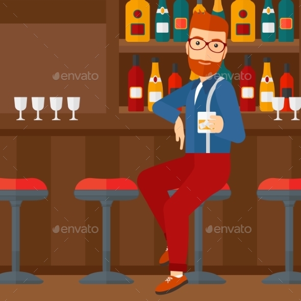 Man Sitting at Bar - People Characters