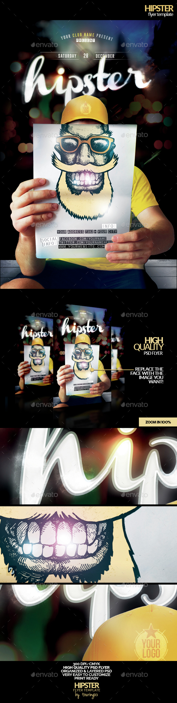 Hipster Flyer Template - Flyers Print Templates