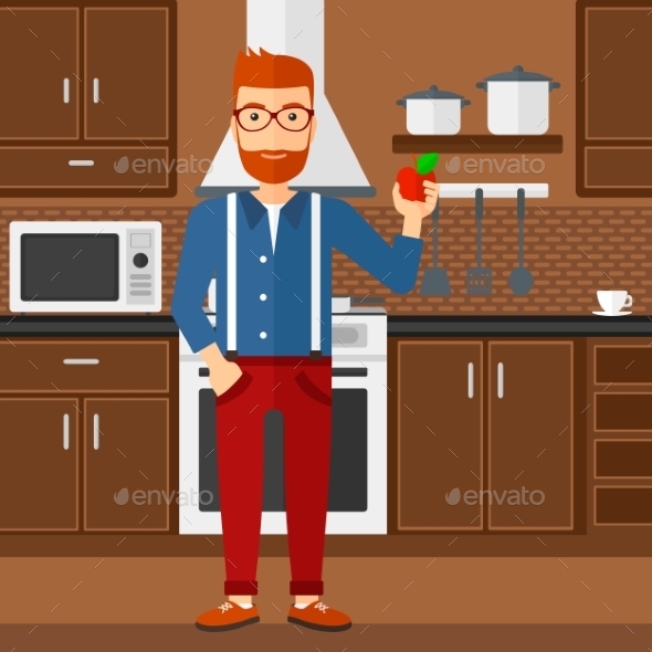 Man Holding Apple - Food Objects