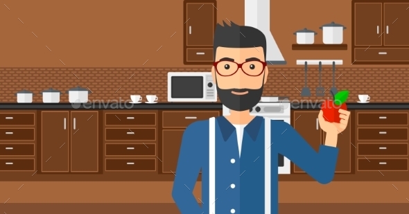 Man Holding Apple - Food Objects