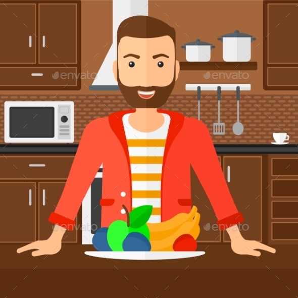 Man with Healthy Food - People Characters