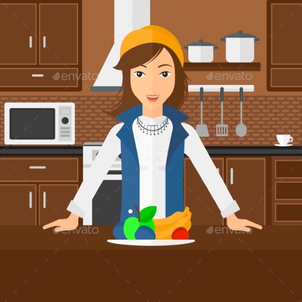 Woman with Healthy Food - People Characters