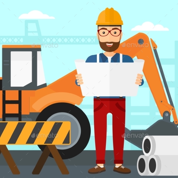 Engineer Holding a Blueprint - People Characters