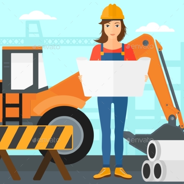 Engineer Holding a Blueprint - People Characters