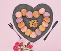 Still life, macarons, heart shape. Table setting - PhotoDune Item for Sale