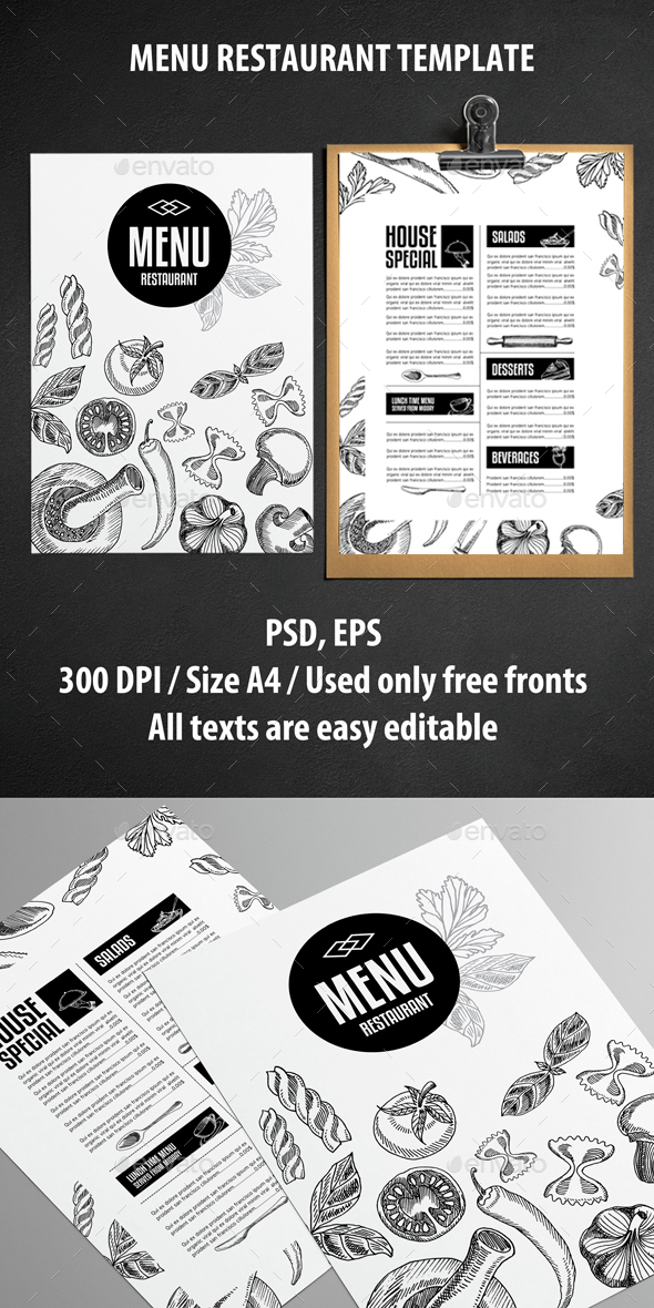 Food Restaurant Template - Food Menus Print Templates