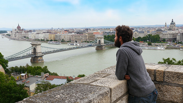 Single Man Enjoy With Budapest River View, Hungary
