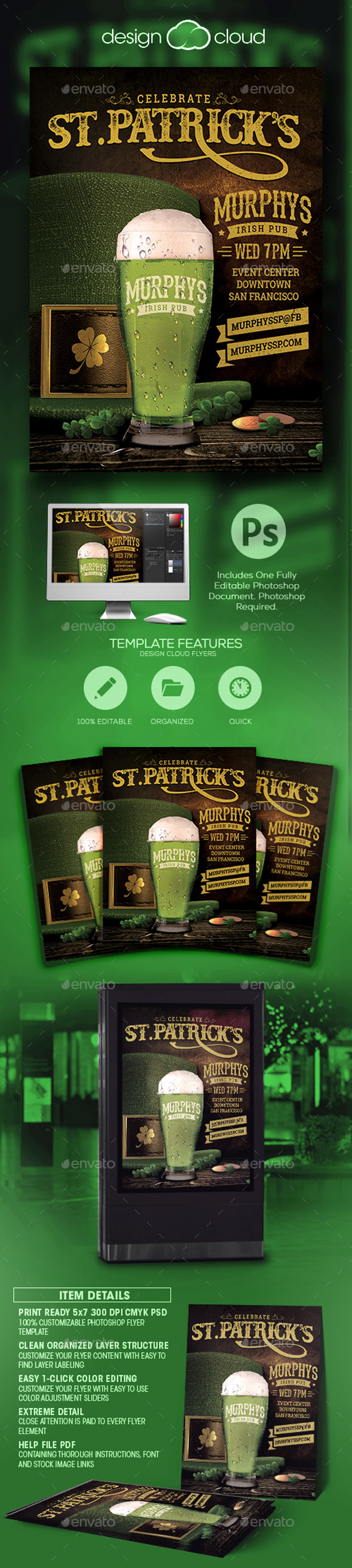 Saint Patrick's Day Event Flyer Template - Holidays Events