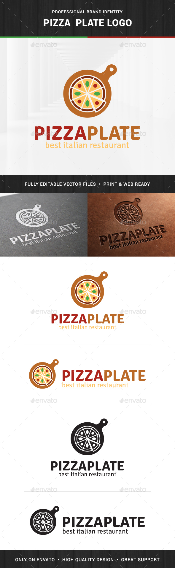 Pizza Plate Logo Template - Food Logo Templates