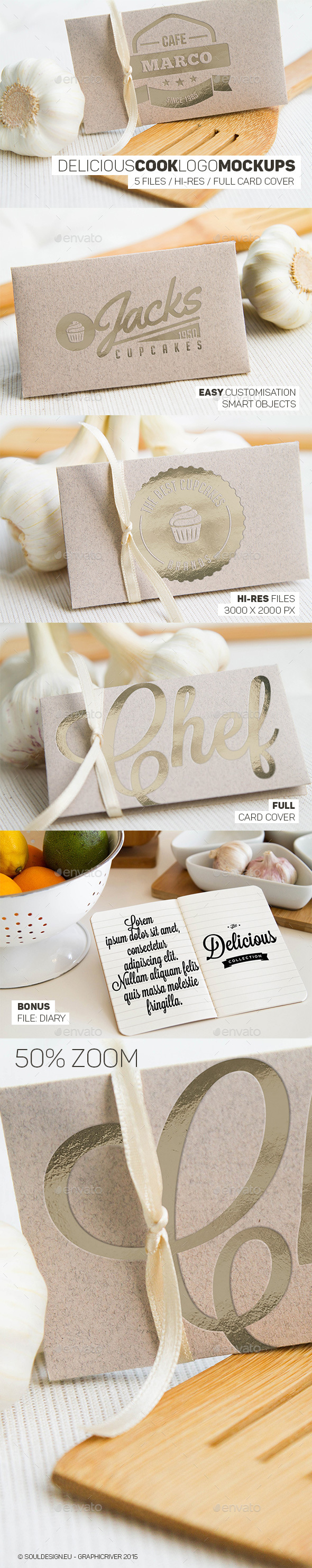 Delicious Cook Logo Mockups - Logo Product Mock-Ups