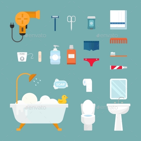 Hygiene Icons Set Isolated on White - Health/Medicine Conceptual