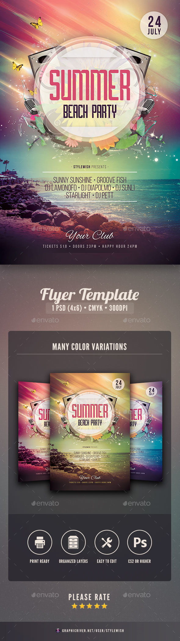 Summer Beach Party Flyer - Clubs & Parties Events