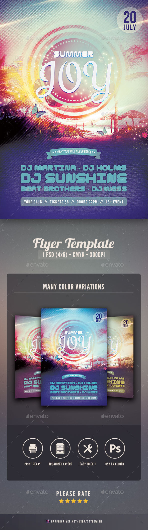 Summer Joy Flyer - Clubs & Parties Events