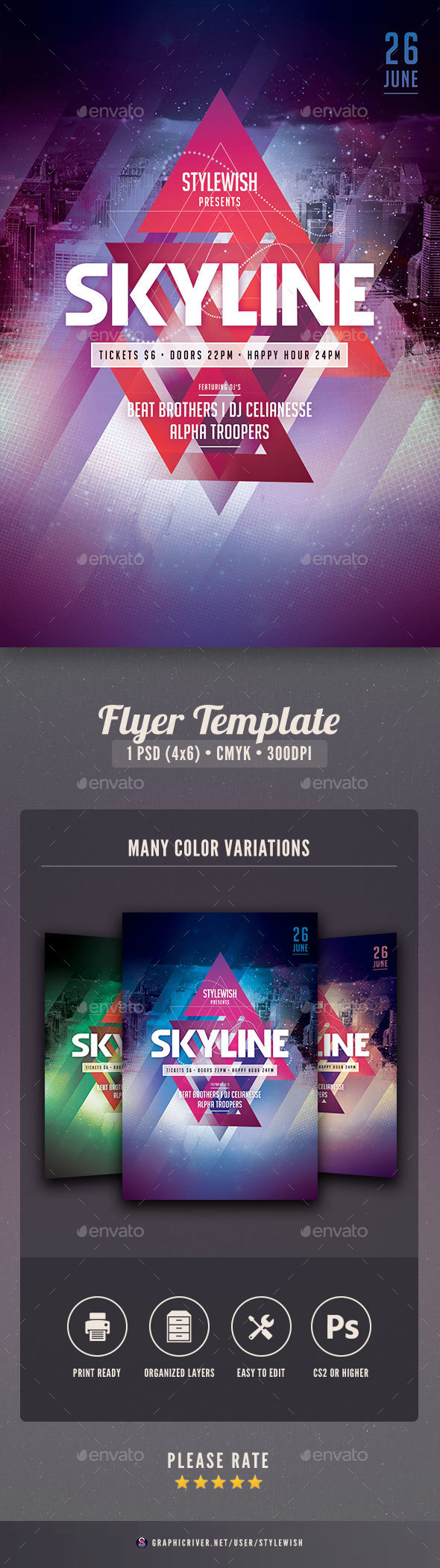 Skyline Flyer - Clubs & Parties Events