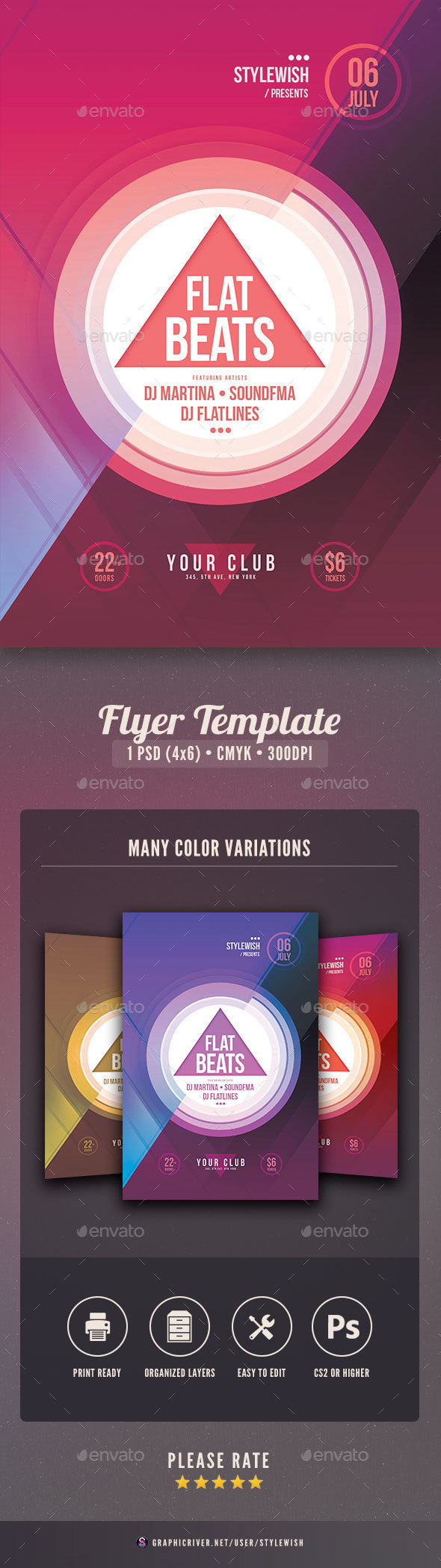 Flat Beats Flyer - Clubs & Parties Events