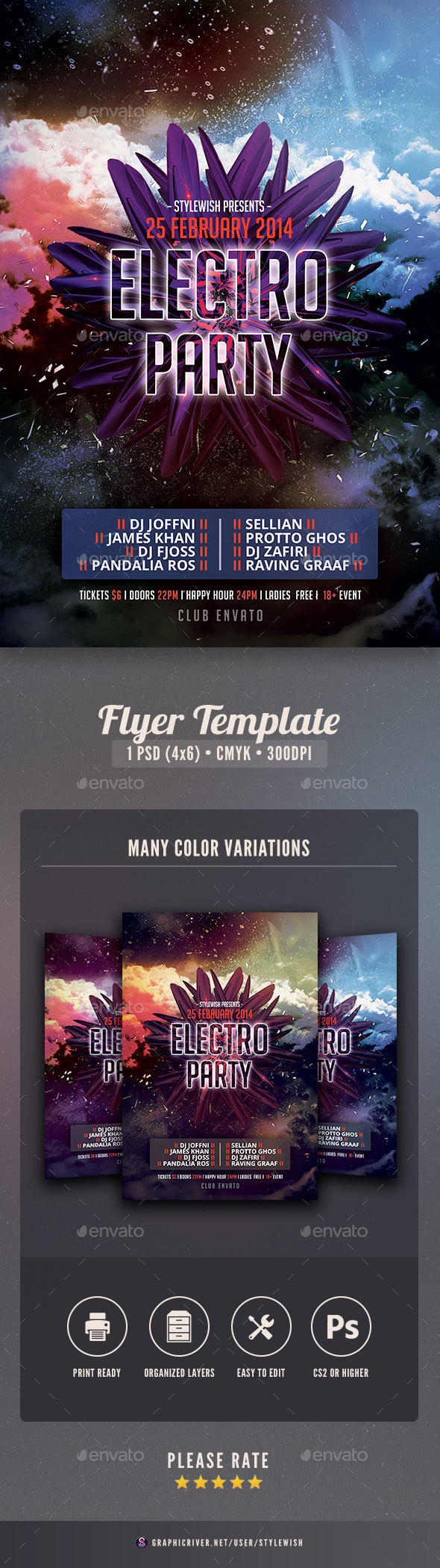 Electro Party Flyer - Clubs & Parties Events
