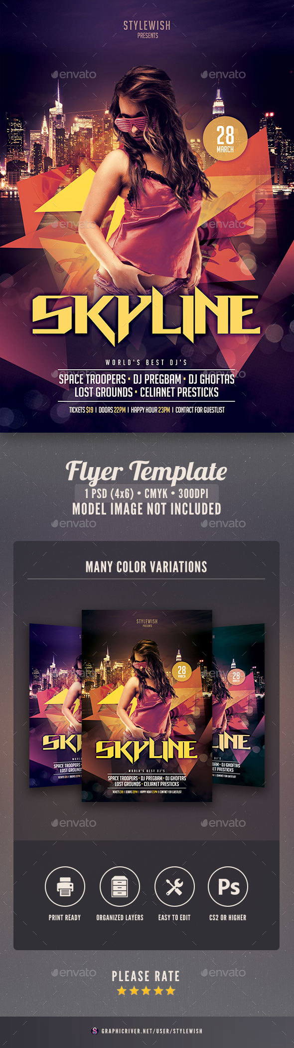 Skyline Party Flyer - Clubs & Parties Events