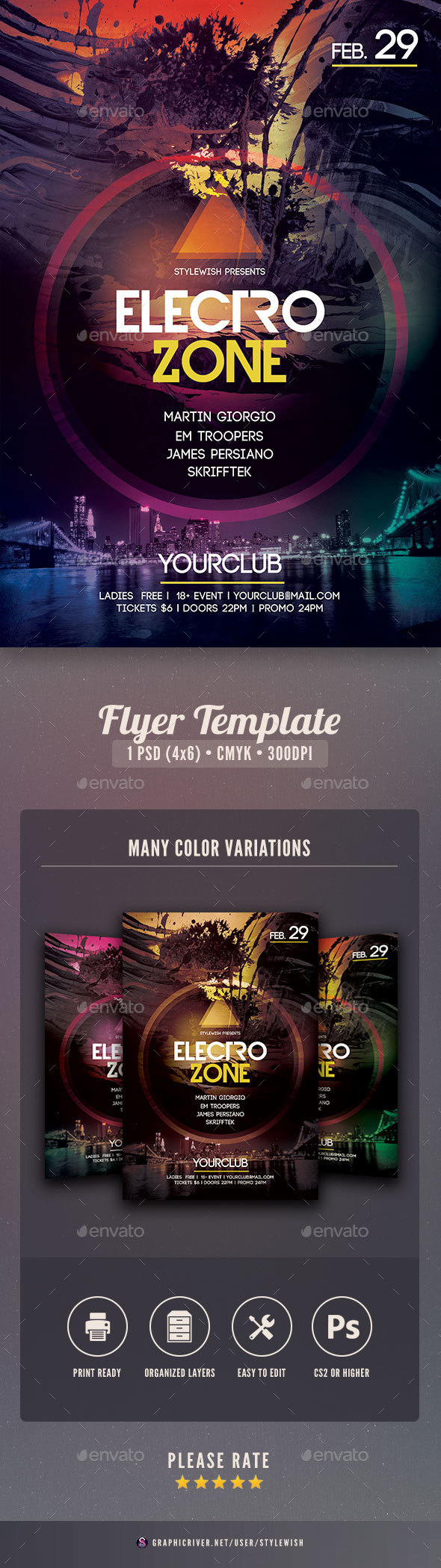 Electro Zone Flyer - Clubs & Parties Events