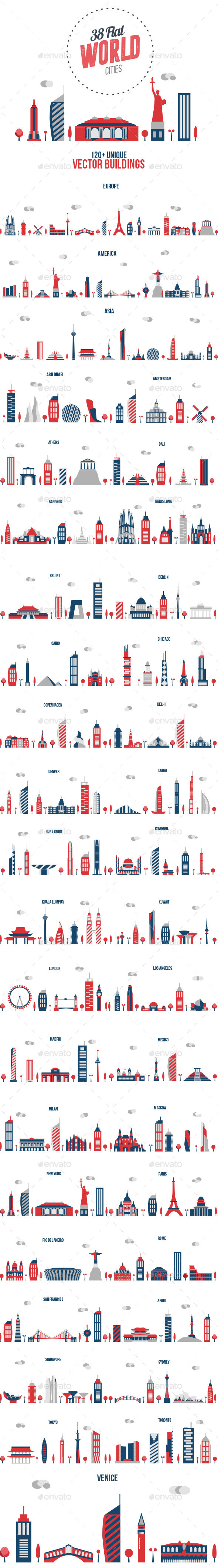Flat World Cities - Buildings Objects