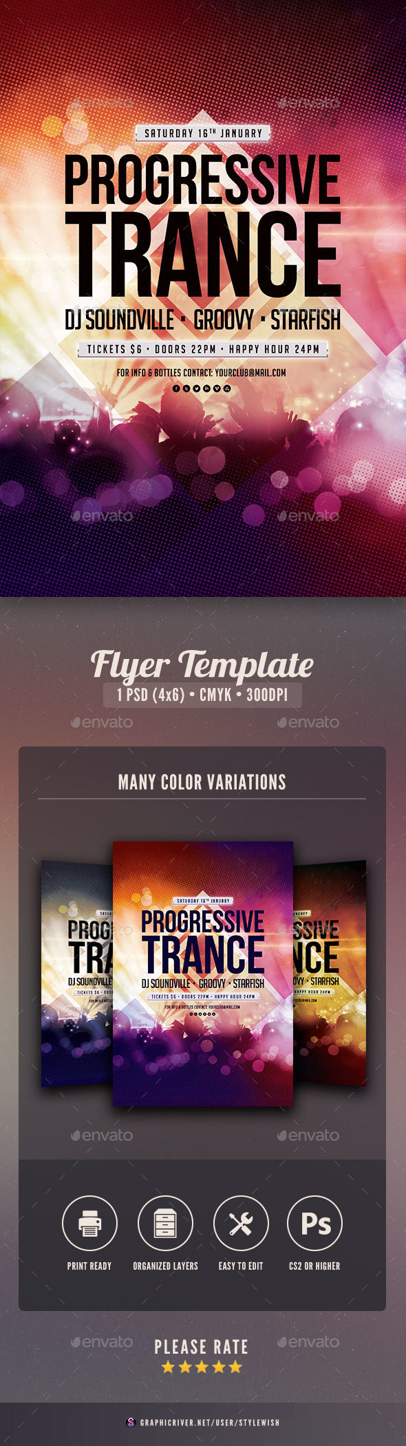 Progressive Trance Flyer - Clubs & Parties Events