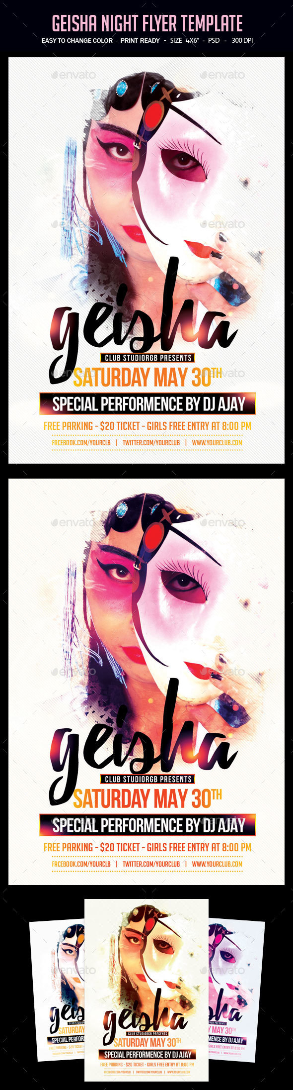 Geisha Night Flyer Template - Clubs & Parties Events