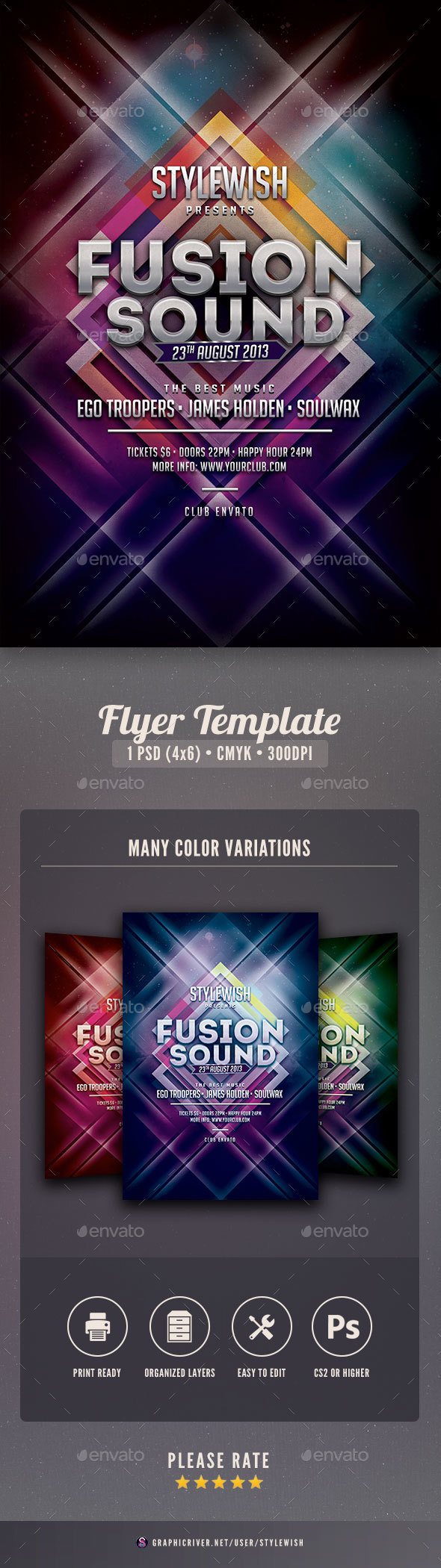 Fusion Sound Flyer - Clubs & Parties Events